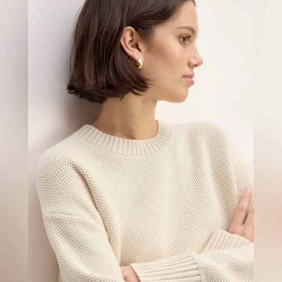 Everlane ‘The Cotton Honeycomb Boxy Crewneck Sweater” NWT - Picture 3 of 6